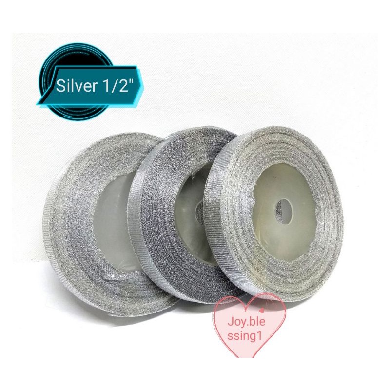 

PITA SILVER PERAK 1/2" GLITTER (1.25CM) ECER PER ROLL