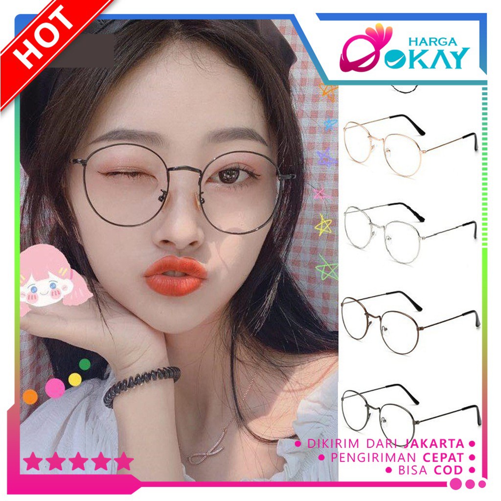 HO Kacamata Wanita Pria KODE 102 Frame Kacamata Model Vinatage Unisex Style Korea Murah