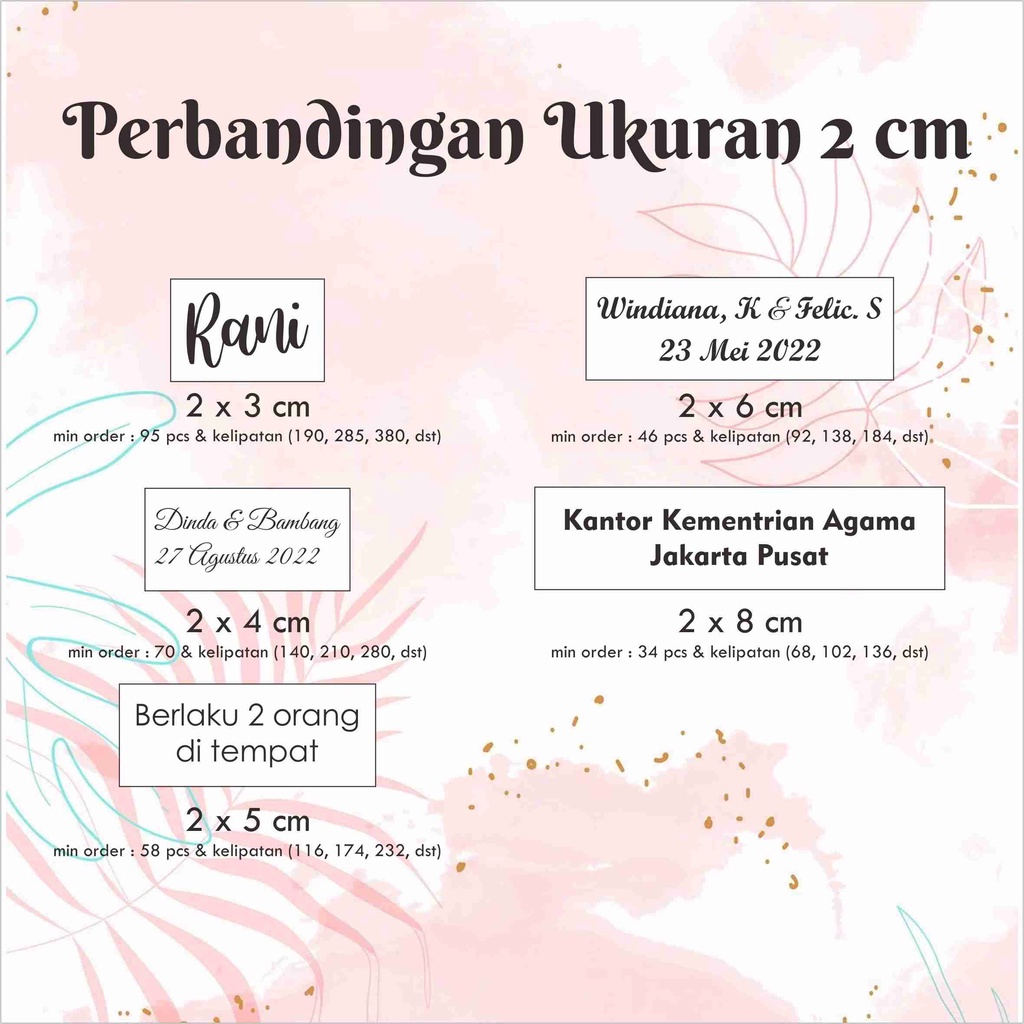 

[180 pcs] Custom ukuran Stiker Transparan / Cromo / Souvenir / Nama Uk Kecil 1 cm, 2 cm
