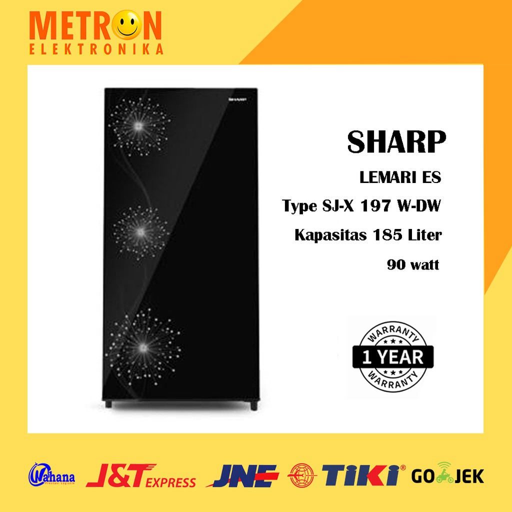 SHARP SJ X 197 W DW / DANDELION BLACK WHITE KULKAS 1 PINTU 185 LITER / DOUBLE FREEZER / SJX197WDW