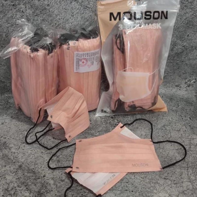 Masker 3ply Mouson/Careion Original isi 50pcs Nude Pink, Lady Pink, Green Nude