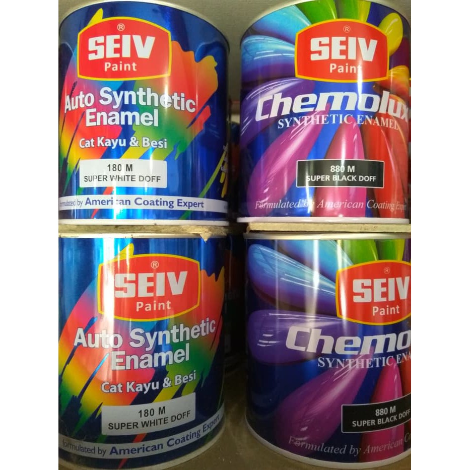 

Cat Minyak Untuk Besi / Kayu Seiv Super Black White Doff Dop Dof
