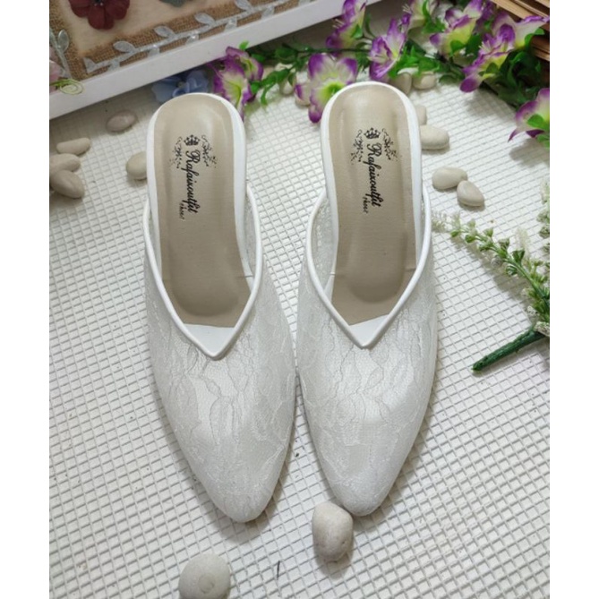 sepatu wedding Johana putih tinggi 7cm tahu