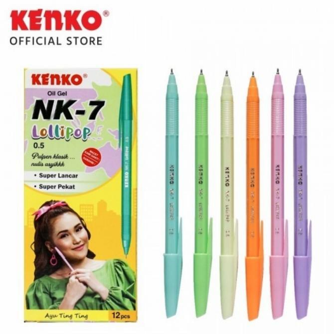 

Pen Pena Pulpen KENKO NK7 LOLLIPOP Pak@12/Ballpoint Pen Gel Oil NK-7