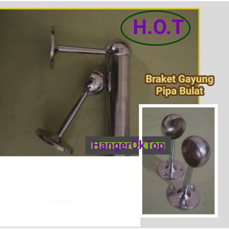 sepasang brecket gayung brecket penyangga pipa bulat 1inch