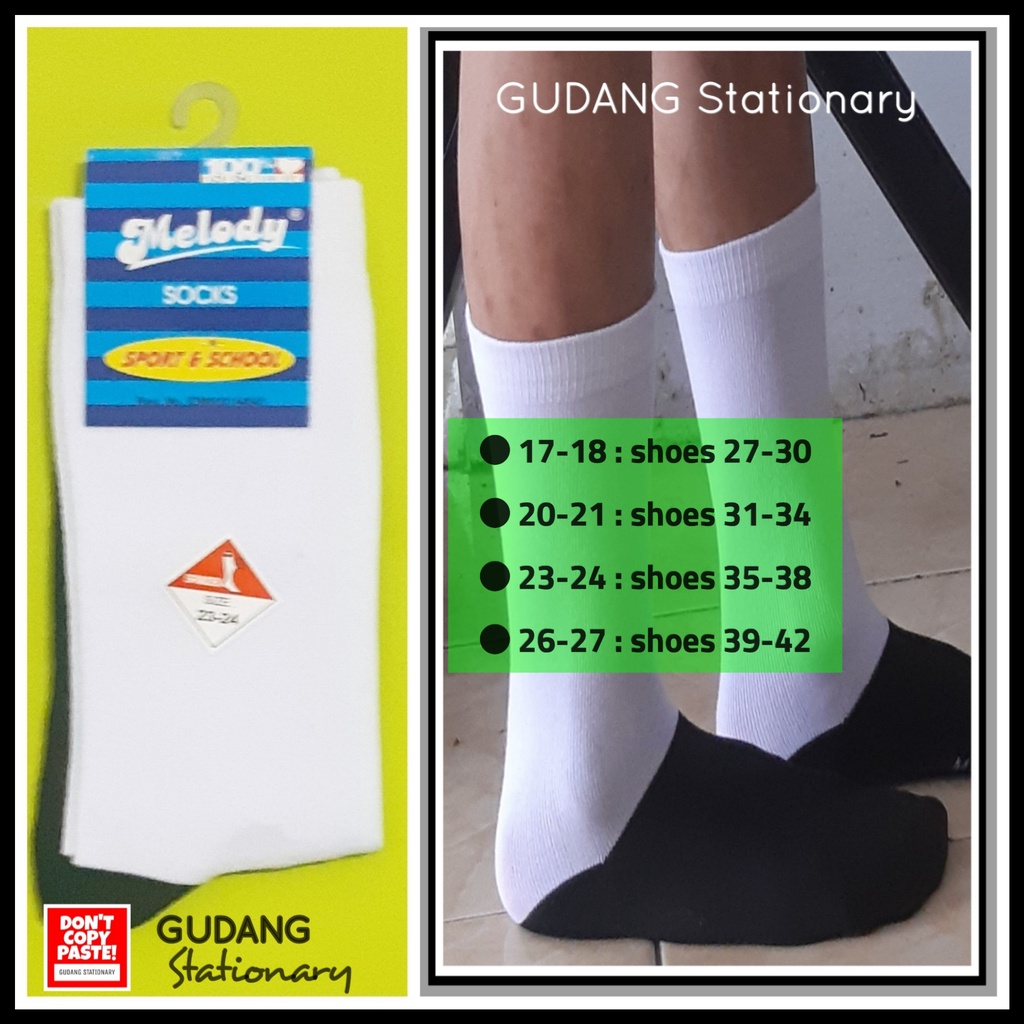 Kaos Kaki Anak Laki - Laki Putih Hitam MELODY