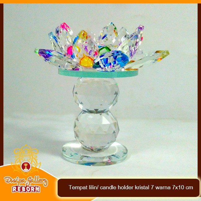 Tempat lilin/ candle holder kristal 7 warna 7x10 cm