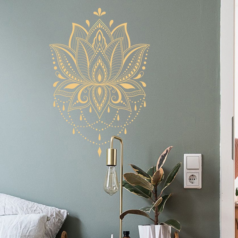 Mary Mandala Bunga Dinding Decals Vinyl Stiker Lotus Yoga PVC Wall Decals Meditasi Kamar Stiker Dekorasi Rumah Self-adhesiv