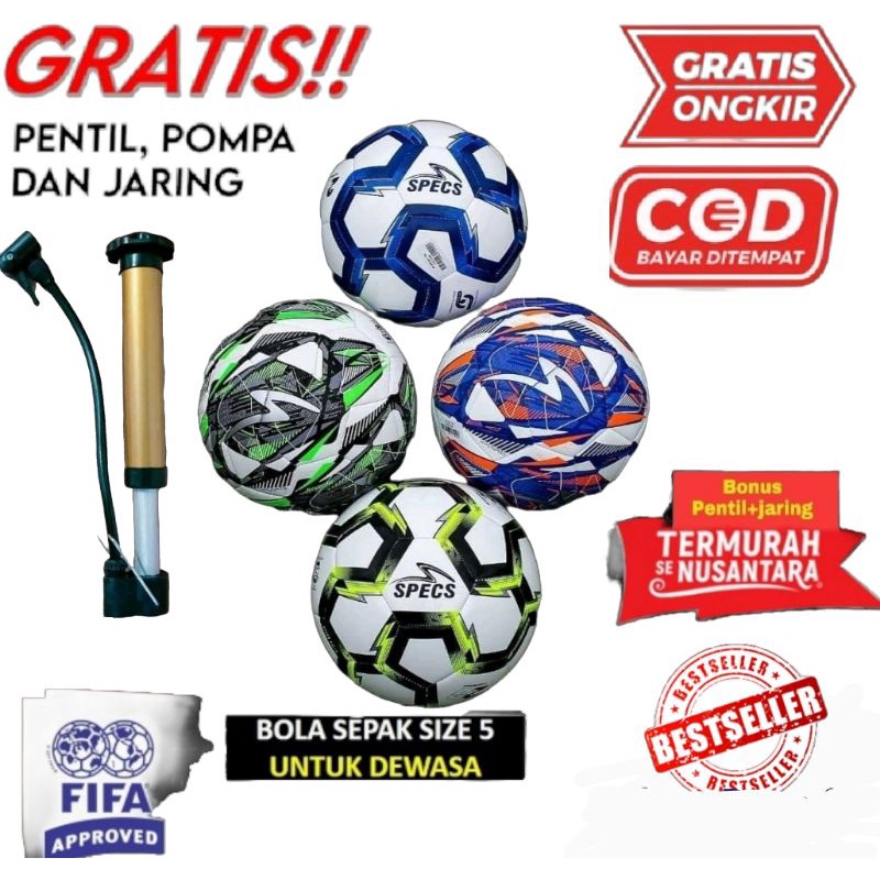 PROMO BOLA SEPAK  LIGA 1 SIZE 5&amp;4 /BOLA KAKI JAHIT MESIN KUAT/BOLA DEWASA SIZE 5 FREE POMPA JARING DAN PENTIL REAL PICK