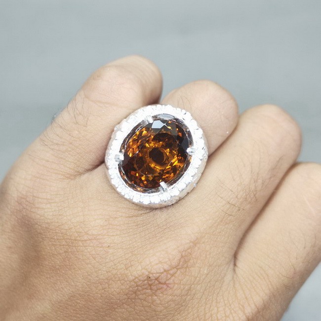 Batu Cincin Yakut Kuning Tuas Asli Ring Perak