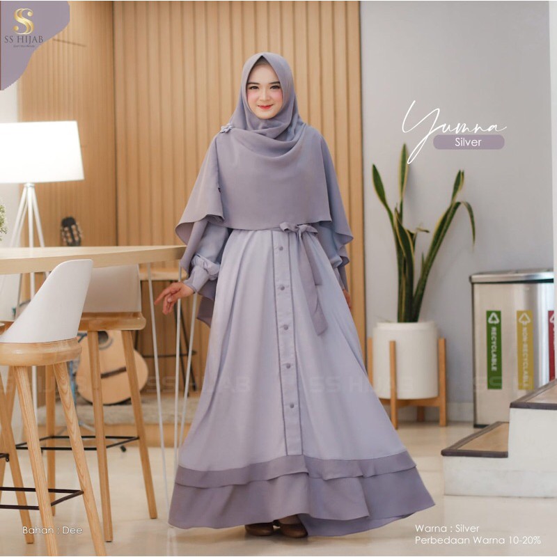 Yumna Set Silver By Ss Hijab / Gamis syari / Muslimah