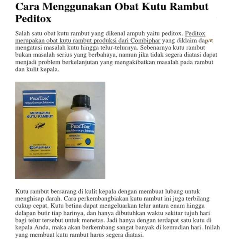 Peditok - Obat Pembasmi Kutu Rambut - Peditox Obat Kutu dan Telurnya - Penghilang Kutu 50ml