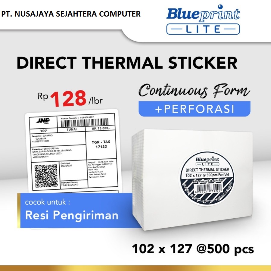 

Direct Thermal Sticker Label Resi BLUEPRINT Lite 102x127 mm 500Pcs CF