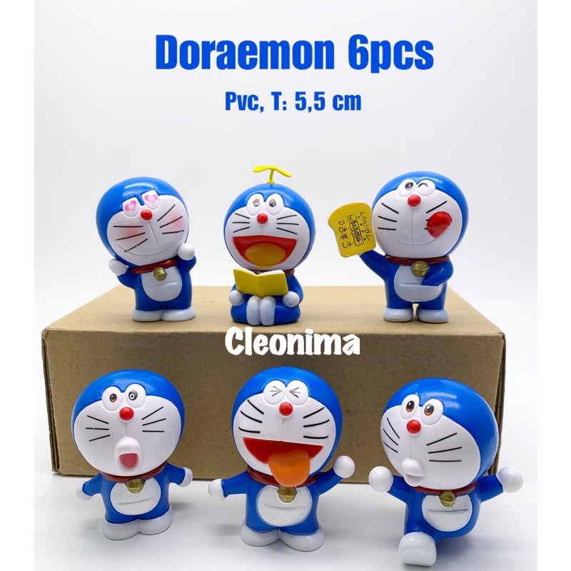 Figurin/topper Kue/mainan Anak Doraemon Isi 6pcs