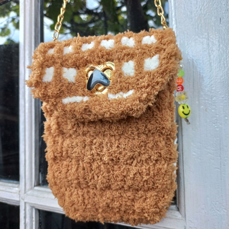 Phone bag rajut / tas rajut kanvas