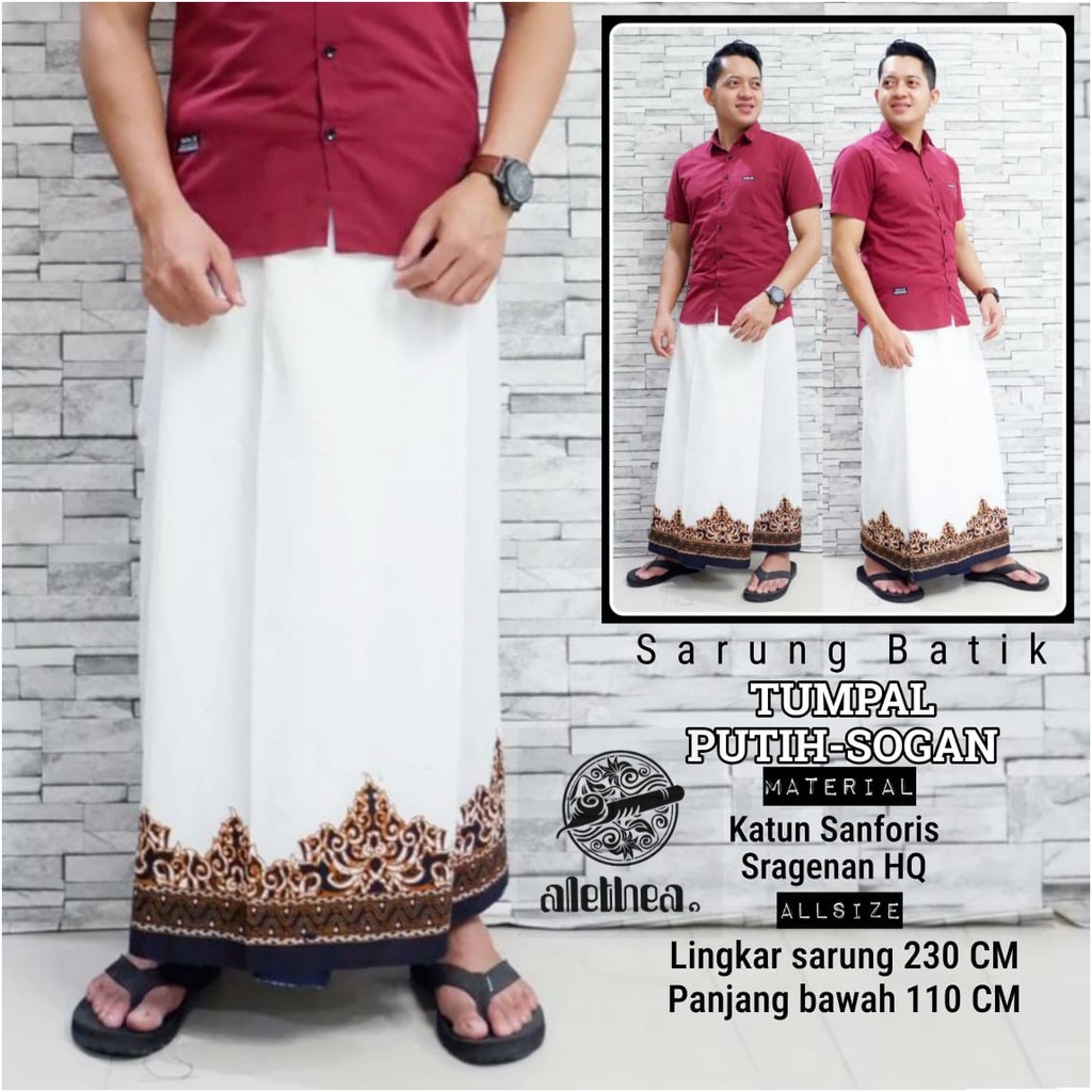 TUMPAL PUTIH SOGAN Sarung Batik Pria Alethea