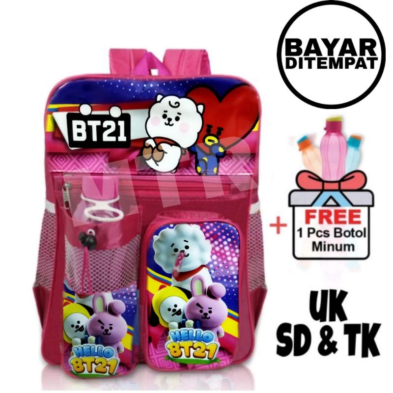 TAS TANSEL ANAK HELLO KITY SD&amp;TK, TAS RANSEL ANAK SD&amp;TK BERHADIAH BOTOL