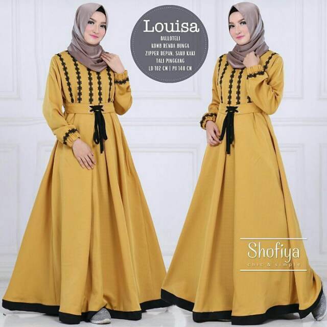 LOUISA DRESS BALOTELLI gamis syari Busana muslim wanita-KUNING