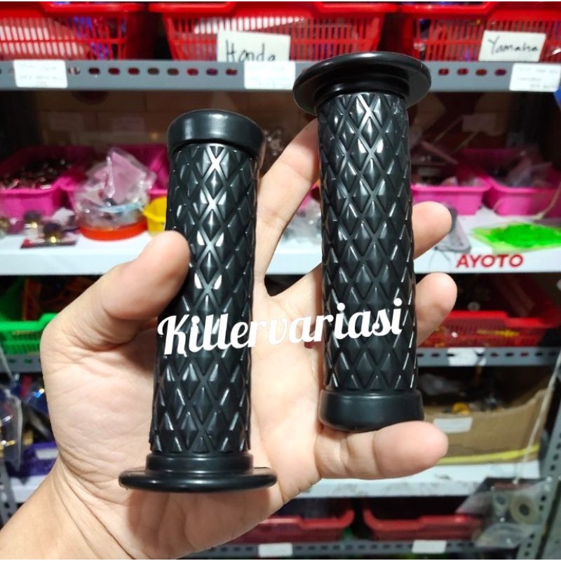 HANDGRIP HANDFAT WAJIK HITAM UNIVERSAL SEMUA MOTOR HARGA SEPASANG