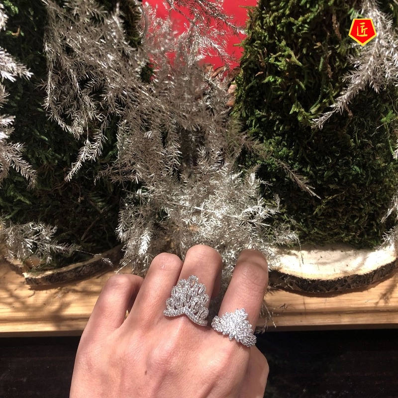 [Ready Stock]Women's S925 Silver Splendid Diamond Peacock Ring