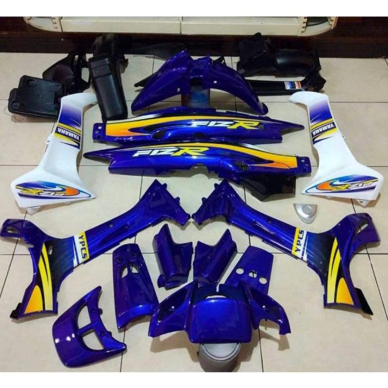 Cover body set Yamaha Fiz R decal warna biru putih