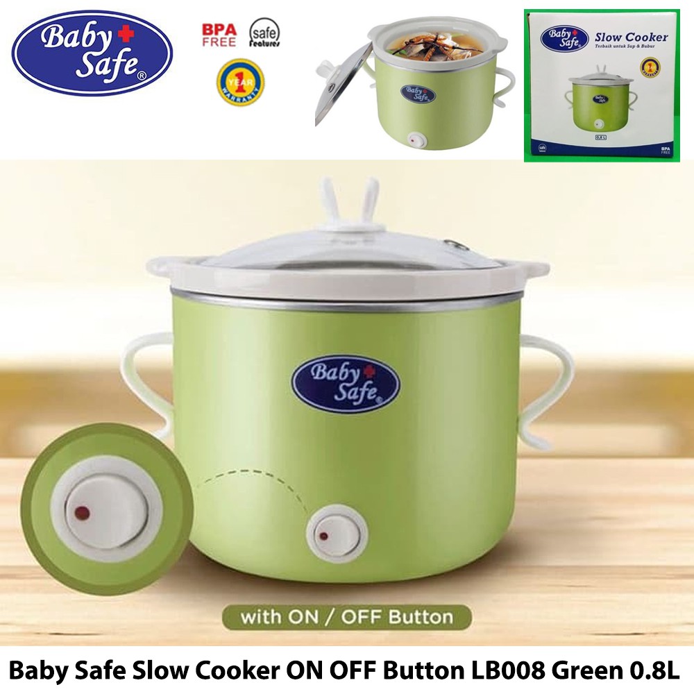 Slow Cooker Baby Safe ON OFF Button LB008 Green 0.8L Perlengkapan Bayi Garansi Resmi 1th