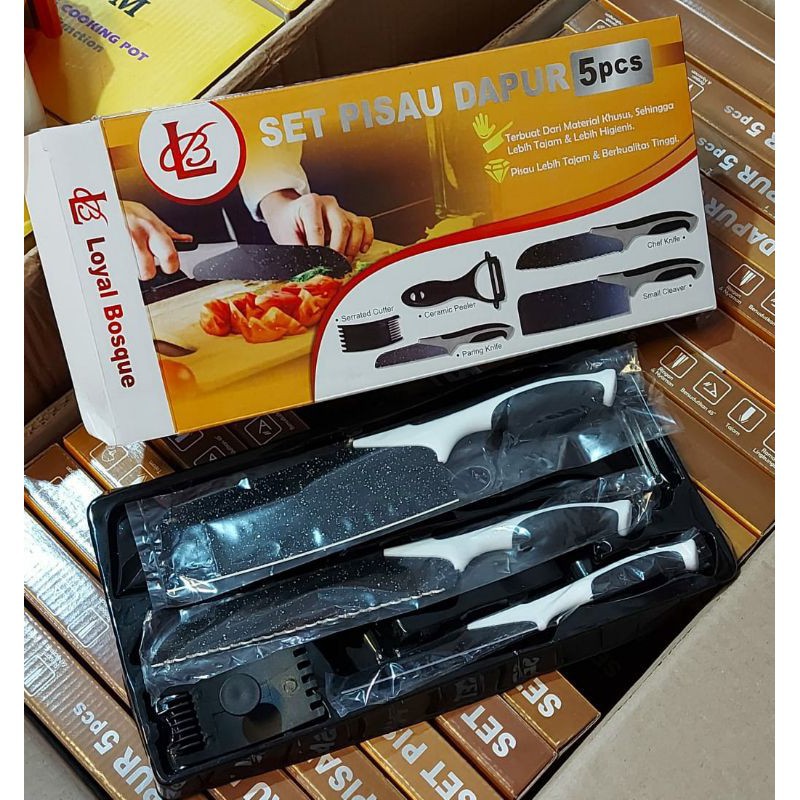 Set Pisau Premium - Set Pisau Batu Maifan - Set Pisau Anti Lengket