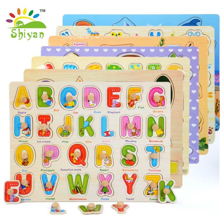 mainan puzzle kayu bergambar mainan edukasi anak kids education toys wood letters