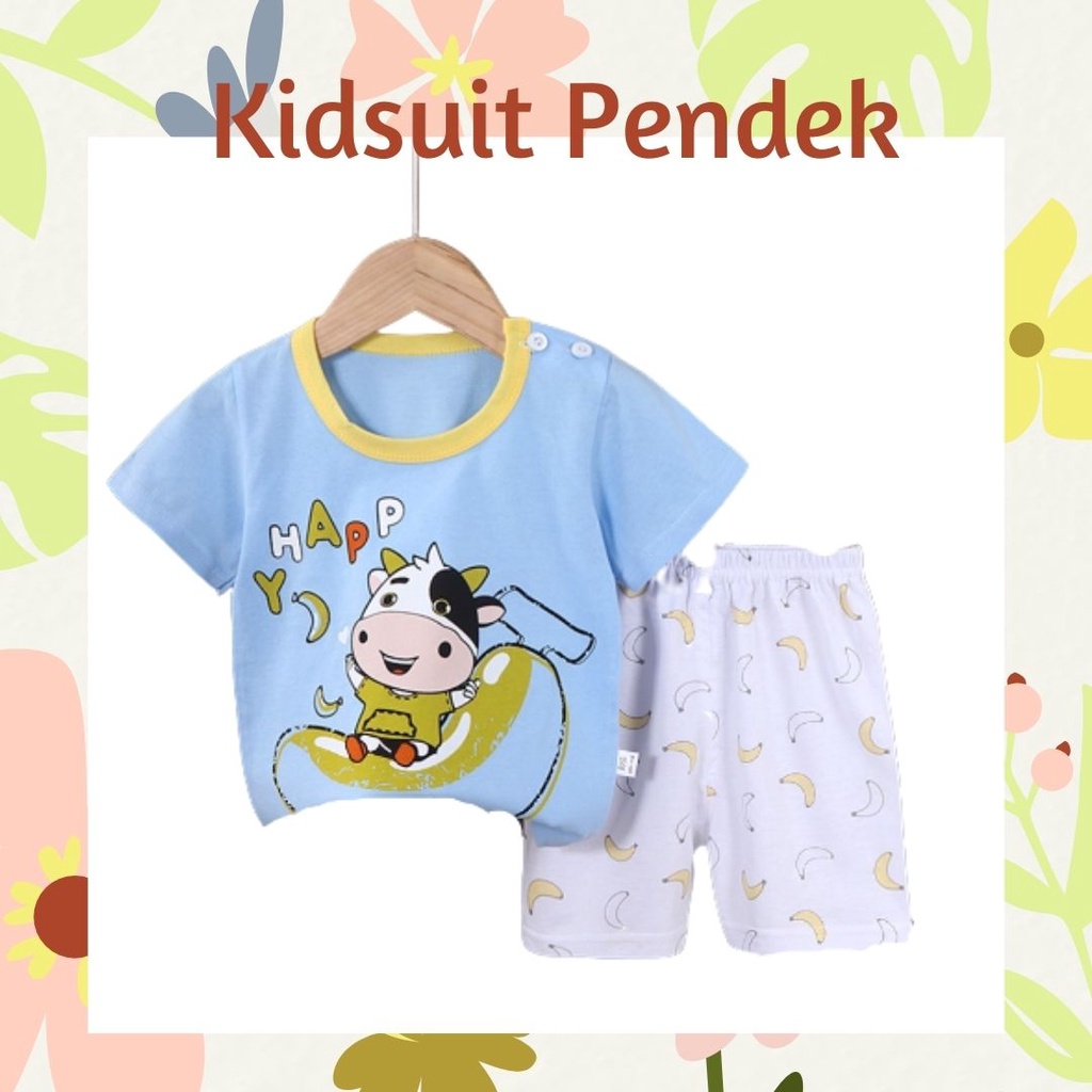 Plazababyku KIDS SUIT PENDEK Setelan Anak Bahan Kaos Lengan + Celana Berkualitas Import ebv new1