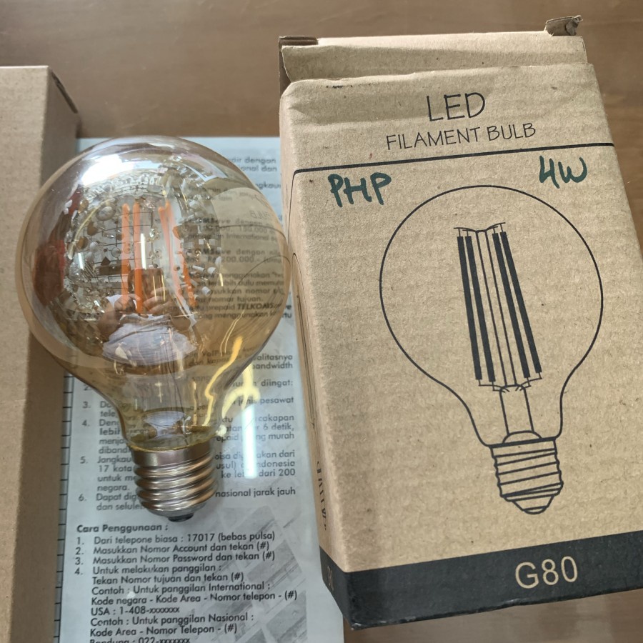 Lampu bulb LeD Filamen Edison G80 / 4w kaca Smoke