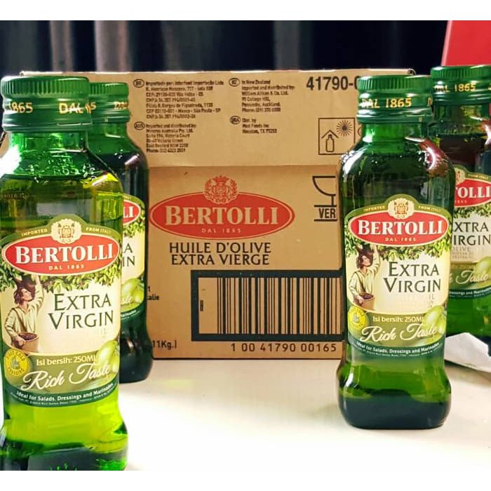 

HOT DEAL BERTOLLI EXTRA VIRGIN OLIVE OIL / EVOO / MINYAK ZAITUN EKSTRA V 250 ML !!