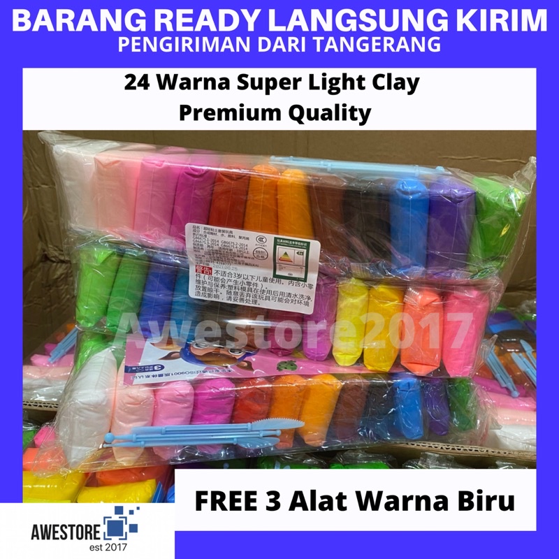 PREMIUM 36 Super Light Clay Isi 36 Warna Jumping Mainan Anak Lilin Air Dry