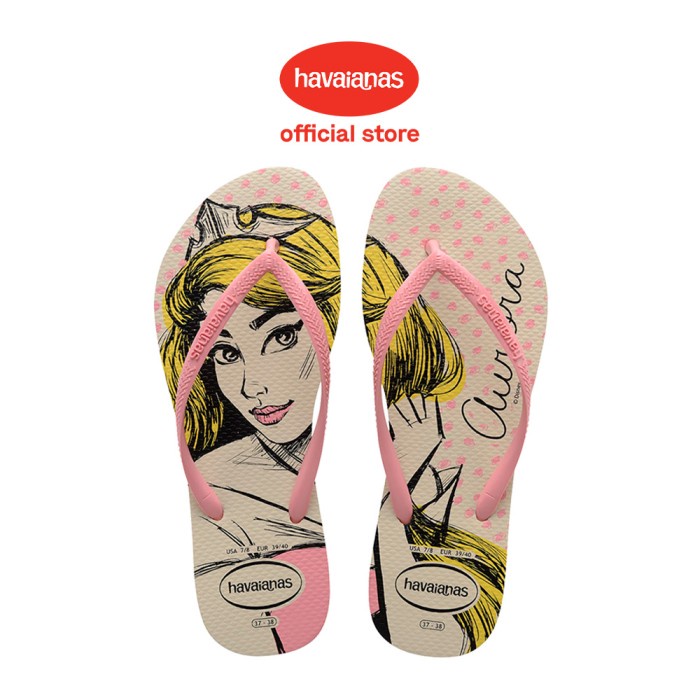 Havaianas Woman Slim Princesas 6509 Beige - Sandal Jepit Wanita (Krem) - 39/40