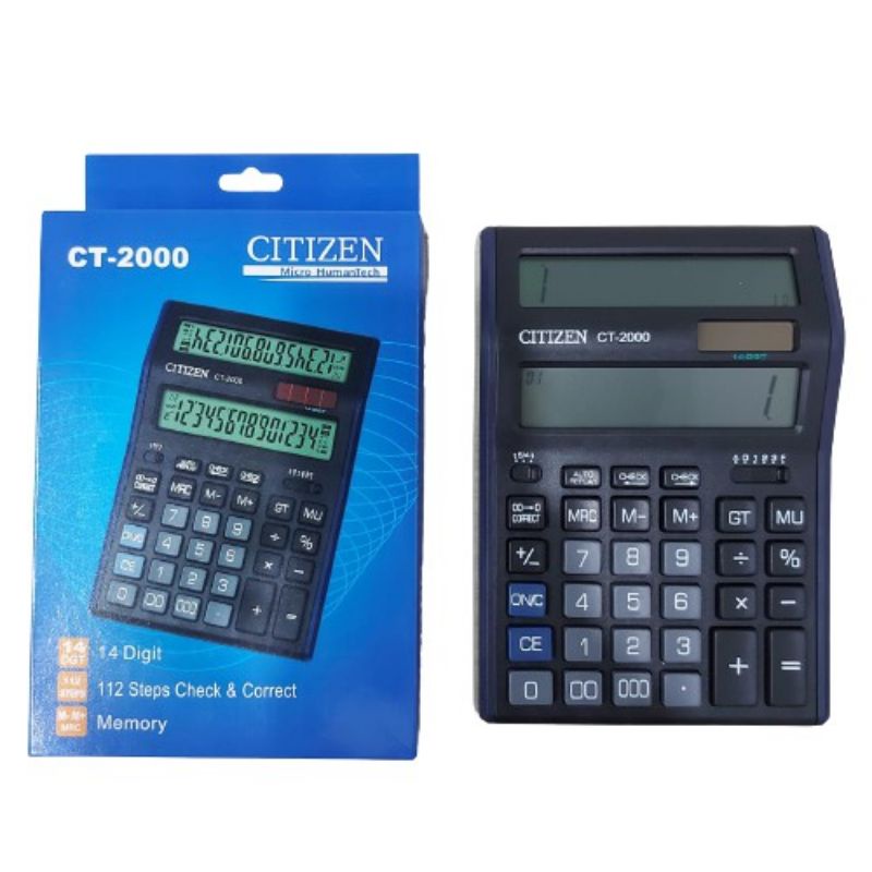 Kalkulator CITIZEN CT-2000 layar double size besar 14 digit memory check n correct calculator