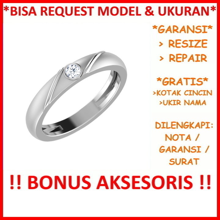 Gratis Ukir Nama Bisa Pesan Model Garansi Asli Cincin Kawin Silver Nikah Tunangan Perak Id470