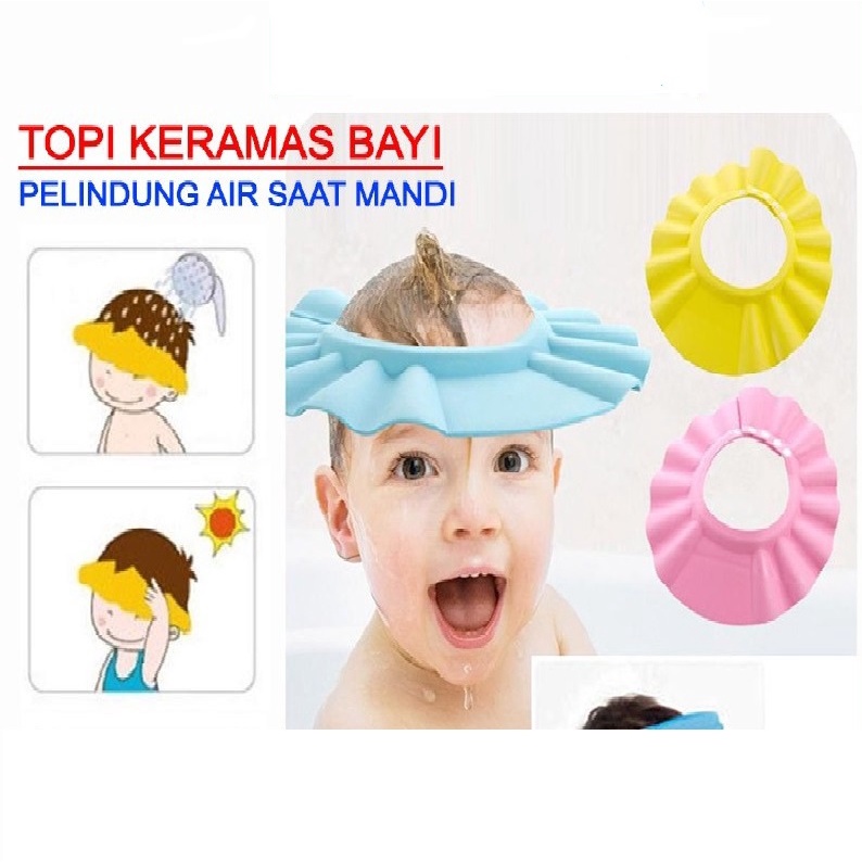 Topi Pelindung Mata saat Keramas Kramas Bayi Shower Cap