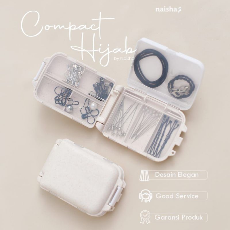 compact hijab naisha | aksesoris hijab | aksesoris wanita | aksesoris set | aksesoris kit | aksesoris premium| aksesoris terbaru aksesoris murah aksesoris promo produk naisha gamis naisha mini pack pin jarum pentul premium