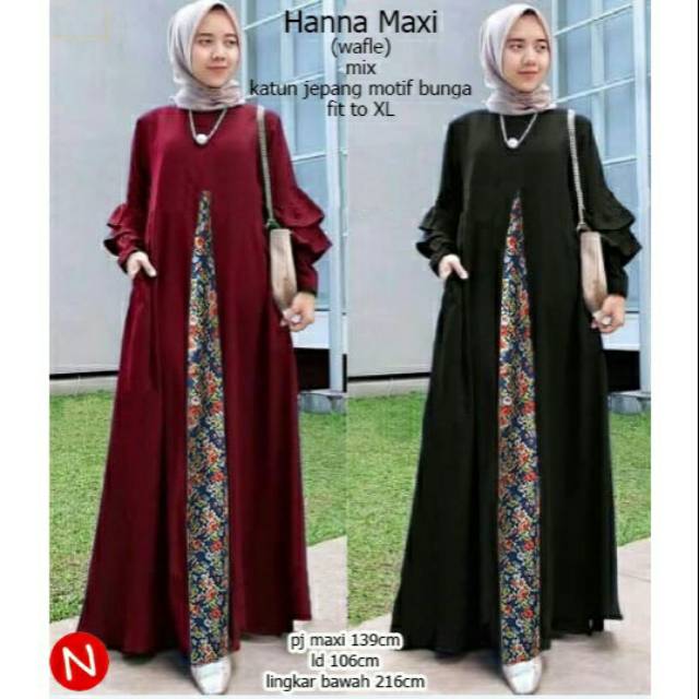 hanna maxi, Maxi dress, dress muslim, dress lebaran, gamis, gamis lebaran, gamis modis, fashionable