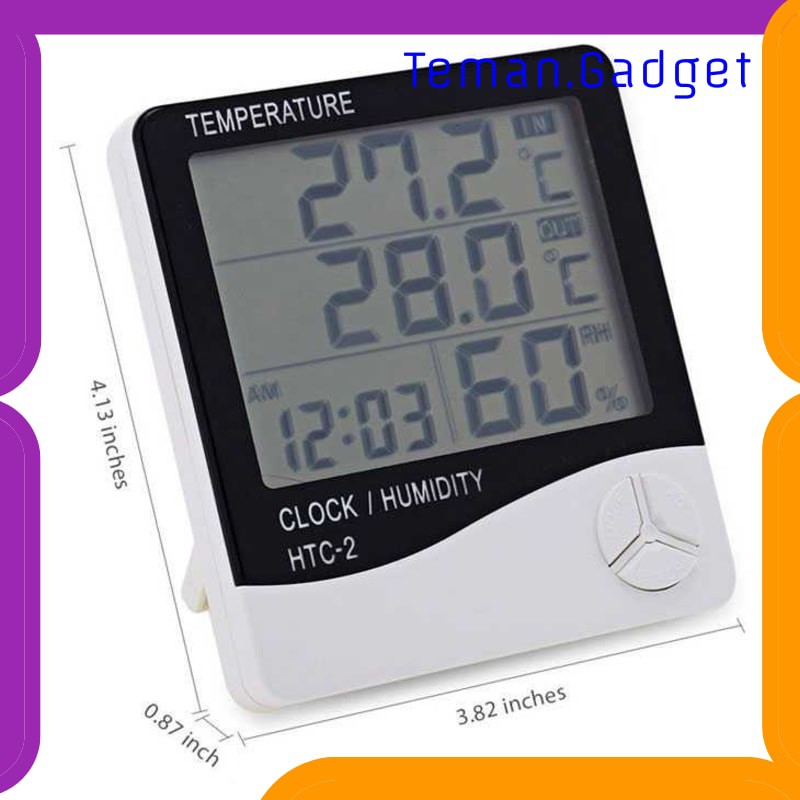 TG-DE030 Taffware Digital Temperature Humidity Meter Clock Alarm Calender HTC-2