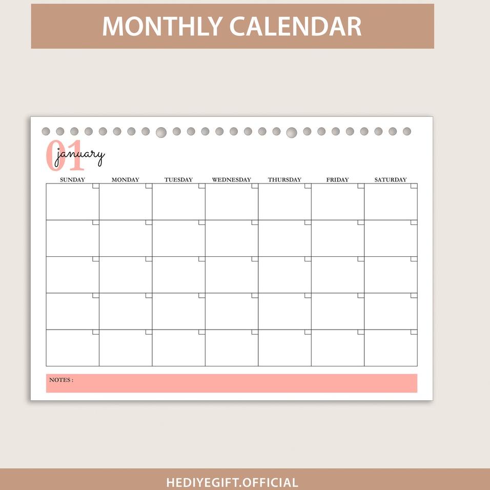 

0 A5 Loose Leaf I Monthly Calendar £➬ (Bayar Di Tempat)