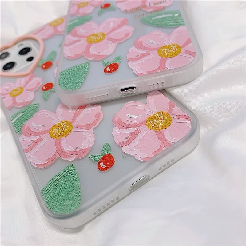 Pink Flower Heart Softcase iphone 7/8+ XS XS Max XR 11 Pro Max 12 Pro Max