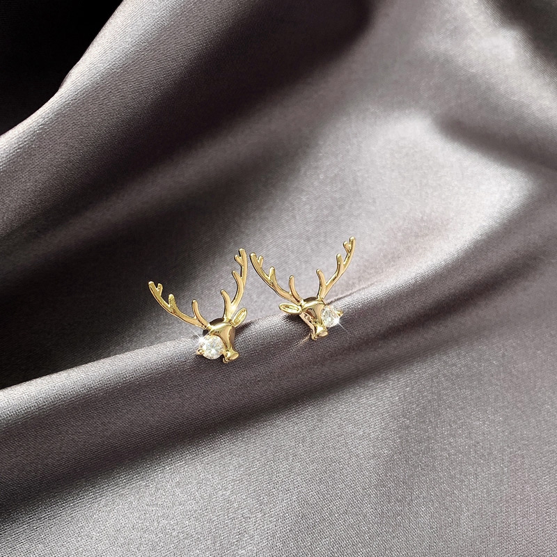 925 Silver Pin Earrings Korean Style Personalized Little Elk Stud Earrings