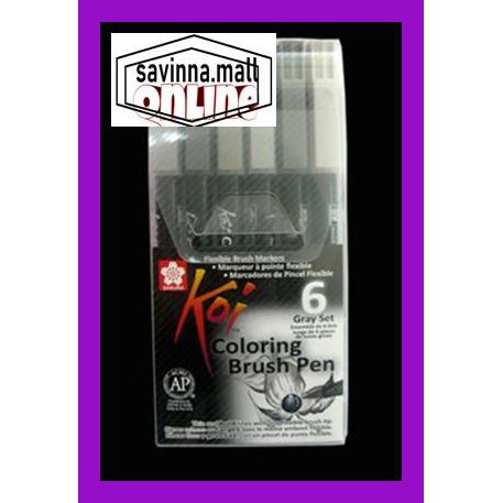 

U0Uo879- Sakura Koi Coloring Brush Pen Set - 6 Grey Color Set / Monochrome Y7Ry688-