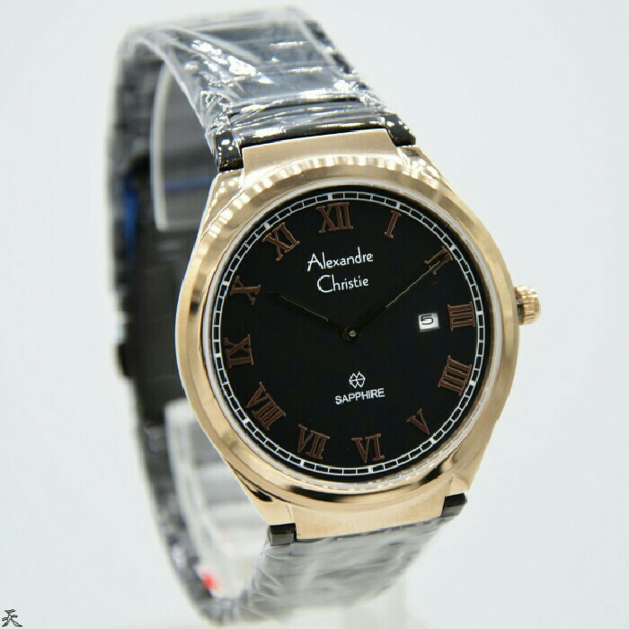 ALEXANDRE CHRISTIE WATCH AC 8538 PRIA SAPPHIRE SOFT ROSEGOLD BLACK ORIGINAL