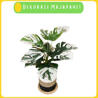 TANAMAN HIAS MONSTERA VARIEGATA ARTIFICIAL CABANG 18 TANAMAN BUNGA PALSU TANGKAI 18 BUNGA LATEX