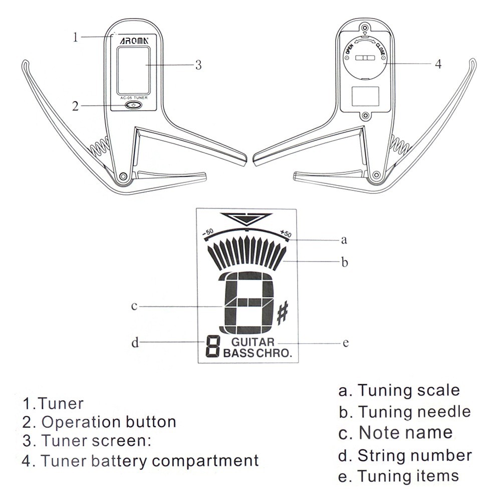 2 IN 1 Capo Kombinasi Tuner Gitar Profesional