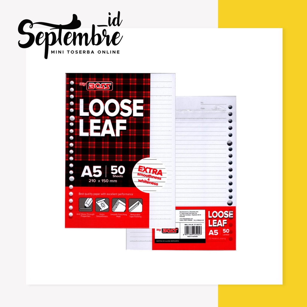 

Kertas Isi Binder A5 Loose Leaf Isi 50 Lembar Refill Binder A5