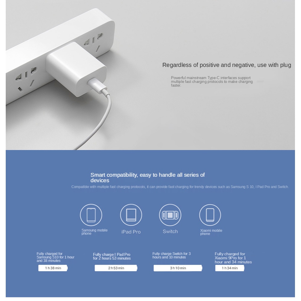 Xiaomi Adapter Charger USB Tipe-C 20W Quick Charging Untuk PD / i-Phone 12pro Max / Mini 11 / QC 3.0