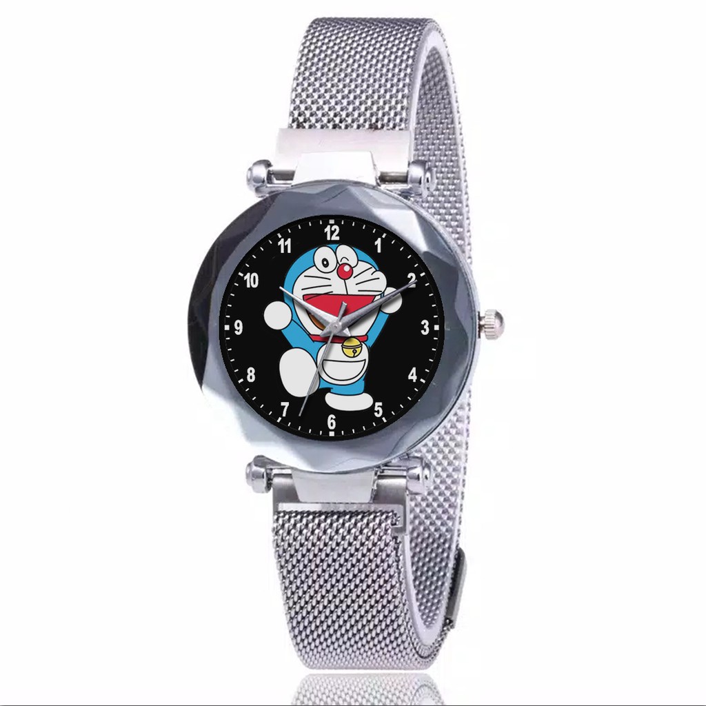 Jam Tangan Wanita Custom - DORAEMON MOTIF 3 Free Box &amp; Batre Cadangan