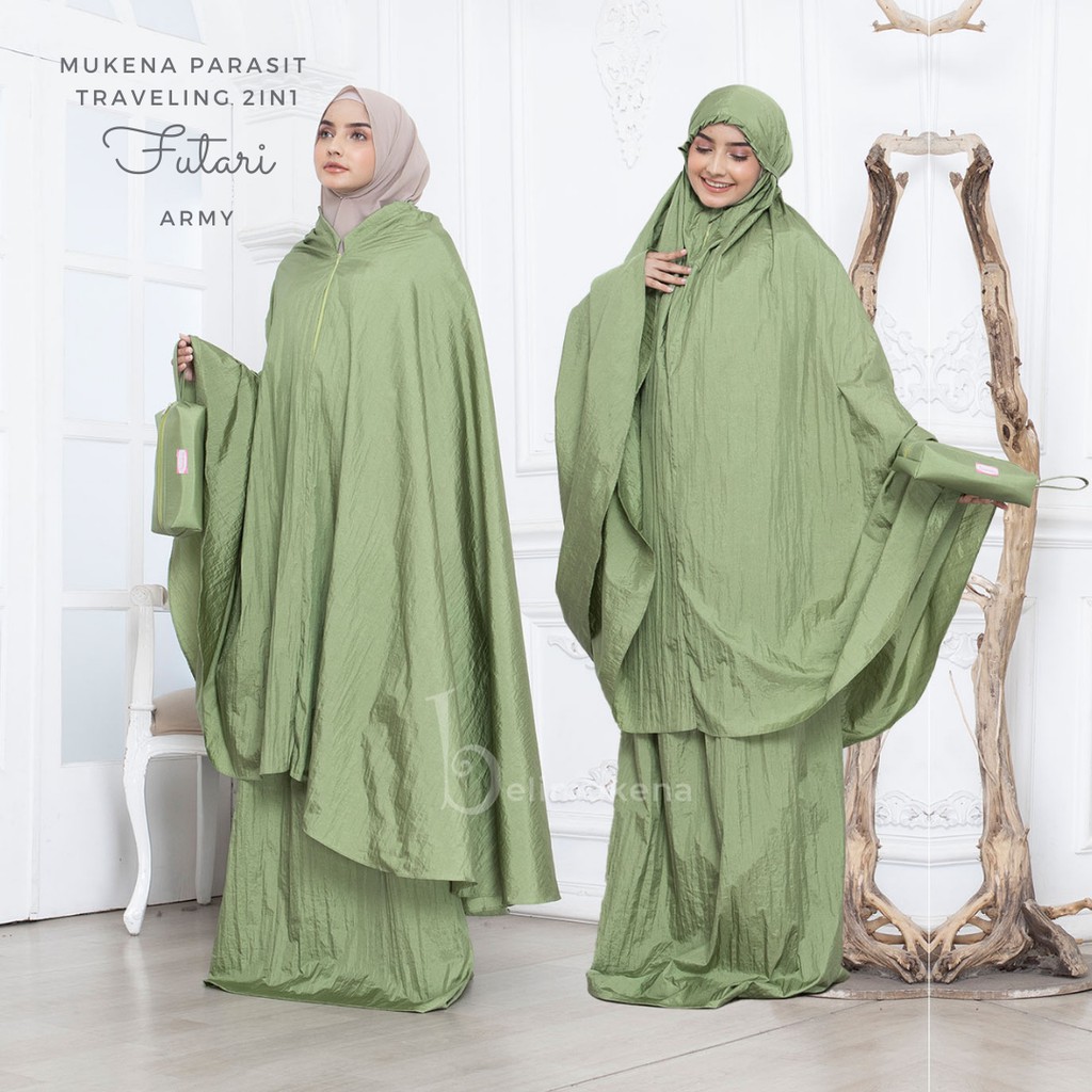 Mukena Dewasa Parasit Polos Premium Traveling 2in1 Futari